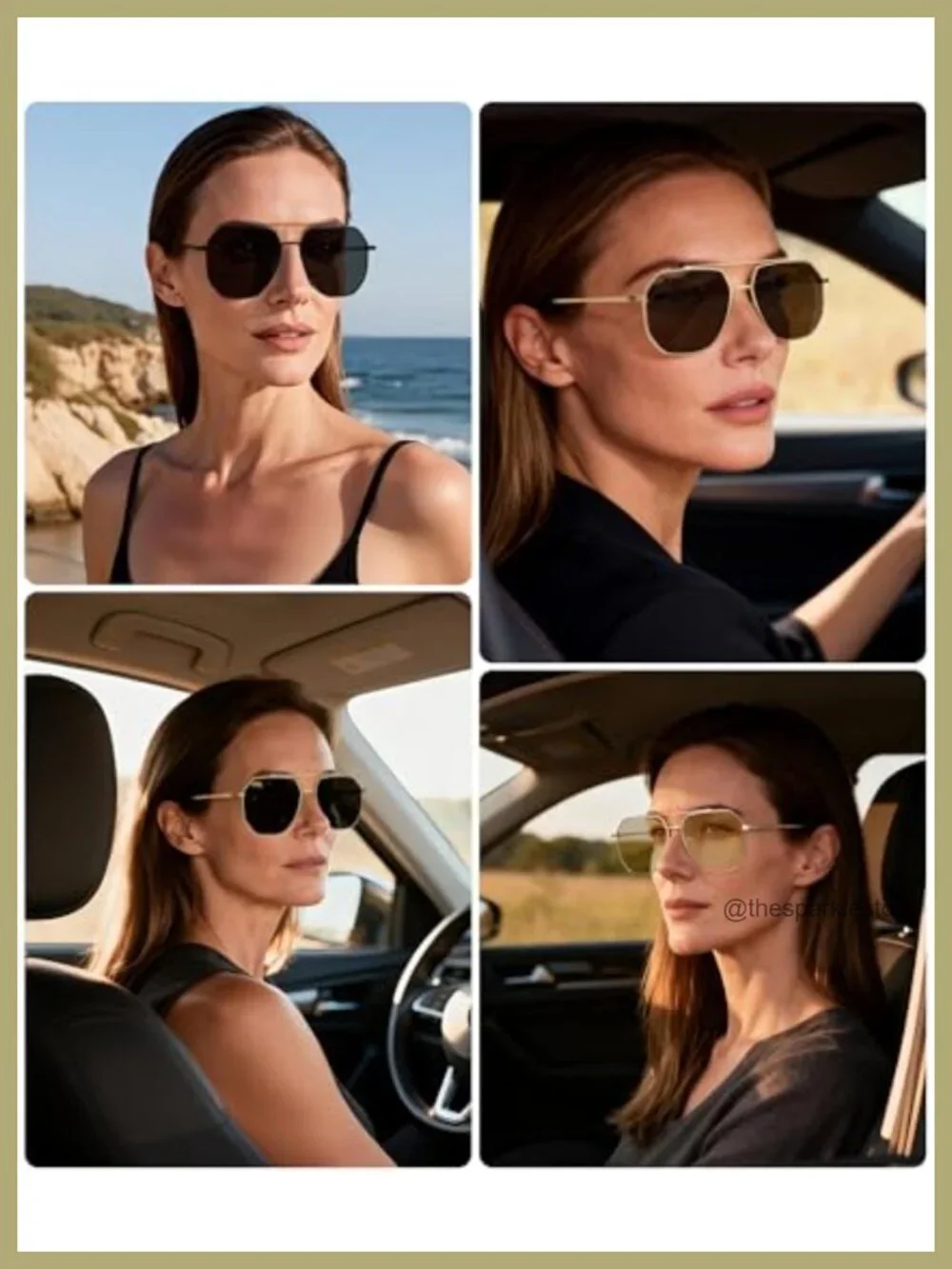 Retro Oversized Square Metal Aviator Sunglasses for Women Men Polarized UV400
